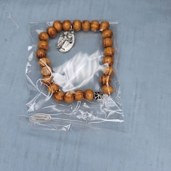 Rosary Bracelet Mary Jesus Crucifix Olive Wood Beads Catholic Miraculous Gift - Picture 6 of 8